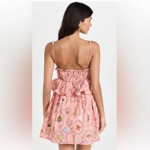 Agua by Agua Bendita Salvador Encaje Printed Cotton Mini Dress in Pink Multi NWT - Picture 2 of 13